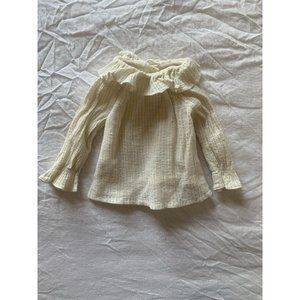 Louis Louise Sz 6 Mos Cream & Gold Lurex Ruffle Collar Cotton Gauze Blouse NWOT